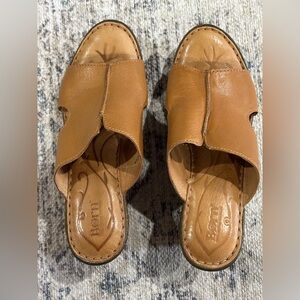 Born Tan Leather Mules with Slip-On Design